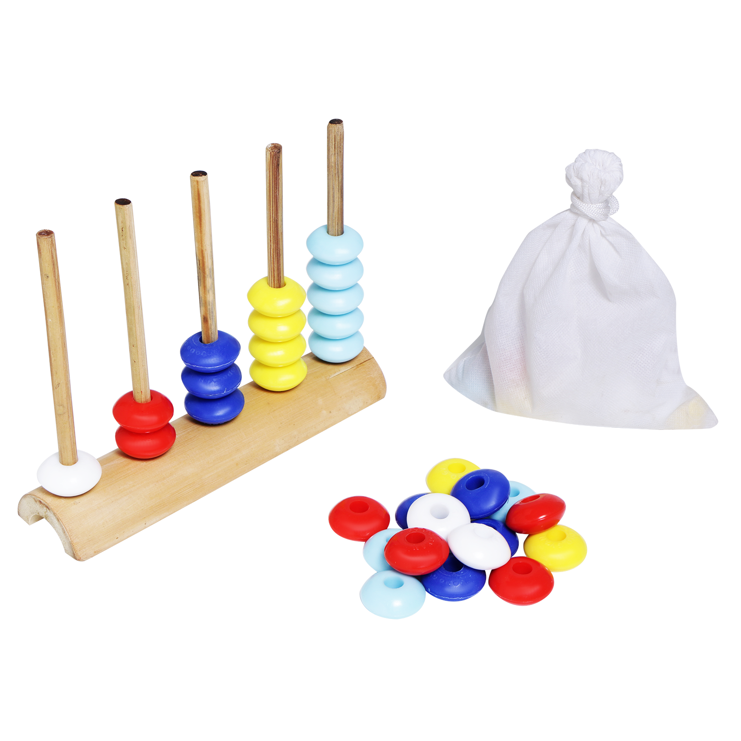 Abacus - 5 row Single (Standing Wood Counting Frame, Wooden Spike Abacus)
