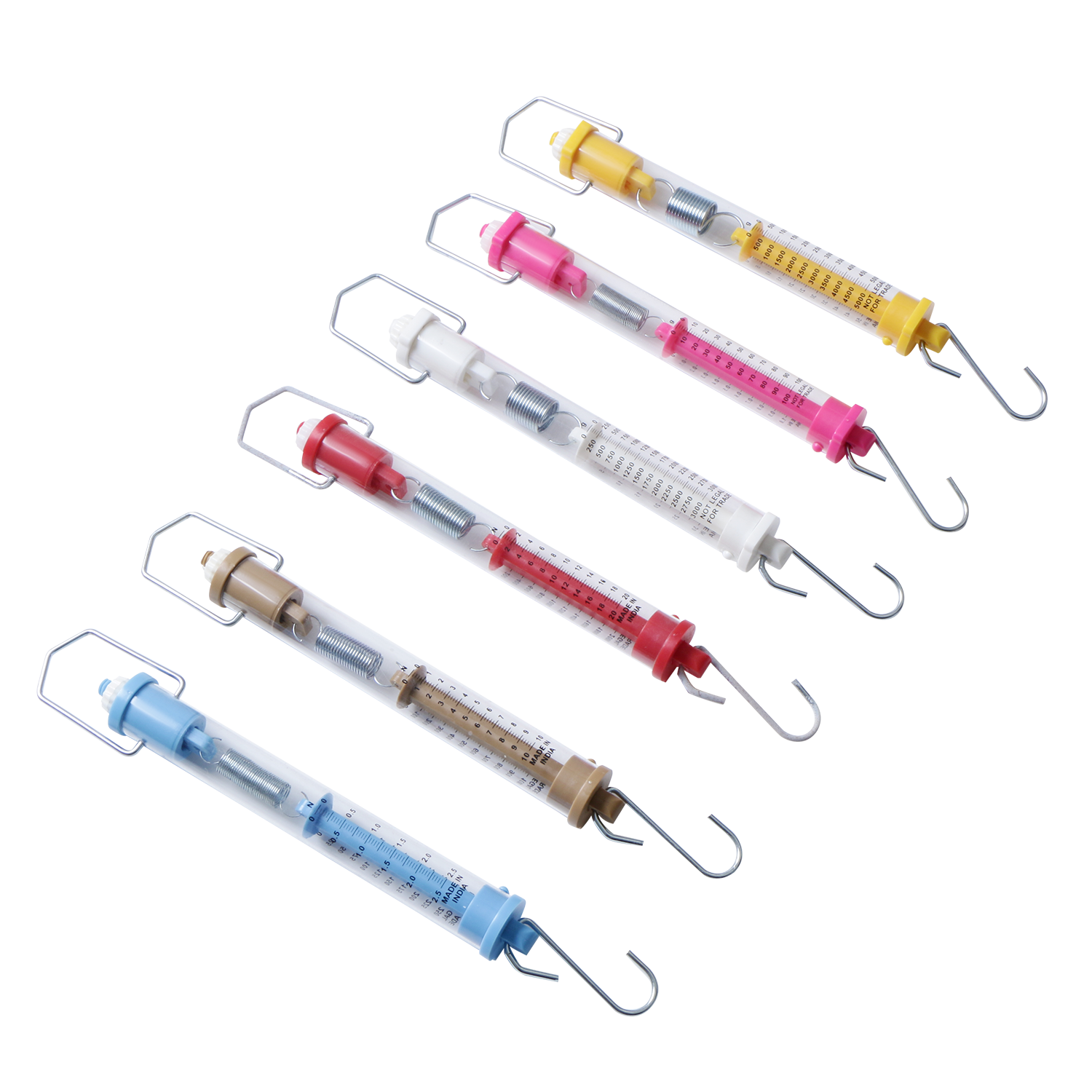 Spring Scale, Measuring Weights, Mathematical Toy - Set Of Six  (Spring Balance)
